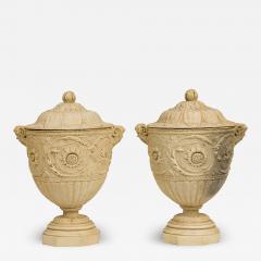 Pair of Italian Neo Classic Style Piranesi Lidded Urns Planters - 4412653