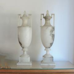 Pair of Italian Neo Classical Style Art Deco 1920s Alabaster Urn Table Lamps - 3450252