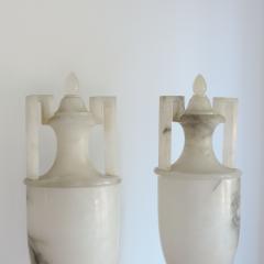 Pair of Italian Neo Classical Style Art Deco 1920s Alabaster Urn Table Lamps - 3450253