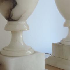 Pair of Italian Neo Classical Style Art Deco 1920s Alabaster Urn Table Lamps - 3450254