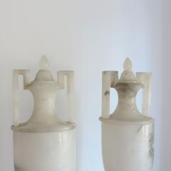 Pair of Italian Neo Classical Style Art Deco 1920s Alabaster Urn Table Lamps - 3450255