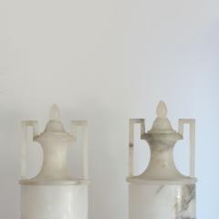 Pair of Italian Neo Classical Style Art Deco 1920s Alabaster Urn Table Lamps - 3450256