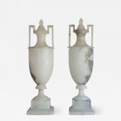 Pair of Italian Neo Classical Style Art Deco 1920s Alabaster Urn Table Lamps - 3450637
