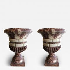 Pair of Italian Neo classic Rosso Antico Carrara Marble Grand Tour Urns - 4522944