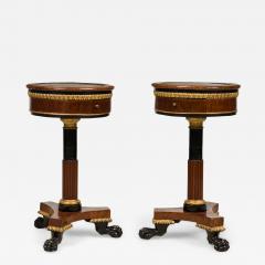 Pair of Italian Neo classical Mahogany and Marble Gueirdon End Table - 4634680