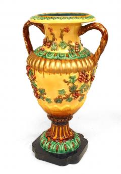 Pair of Italian NeoClassic Style Majolica Porcelain Floor Vases - 4197696