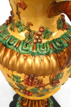 Pair of Italian NeoClassic Style Majolica Porcelain Floor Vases - 4197700
