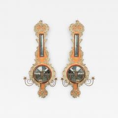 Pair of Italian Neoclassic Barometer Shaped Wall Sconces - 1403206