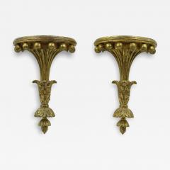 Pair of Italian Neoclassic Carved Giltwood Wall Shelves - 4227225