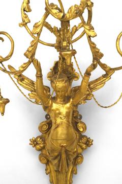 Pair of Italian Neoclassic Empire Gilt Wood Wall Sconces - 4626189