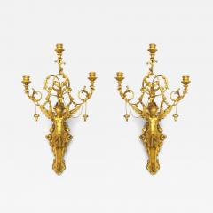 Pair of Italian Neoclassic Empire Gilt Wood Wall Sconces - 4628005