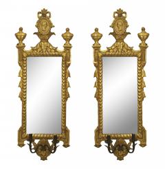 Pair of Italian Neoclassic Giltwood and Iron Giranoles Wall Mirrors - 4646446