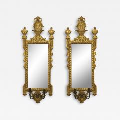 Pair of Italian Neoclassic Giltwood and Iron Giranoles Wall Mirrors - 4646453