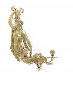 Pair of Italian Neoclassic Style Bronze Mermaid Wall Sconces - 1380215