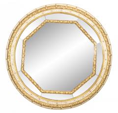 Pair of Italian Neoclassic Style Round White Painted and Gilt Wall Mirrors - 4626129