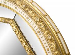 Pair of Italian Neoclassic Style Round White Painted and Gilt Wall Mirrors - 4626130
