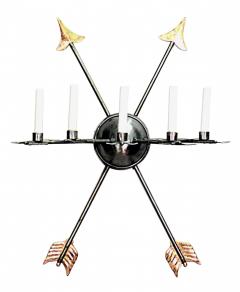 Pair of Italian Neoclassic Style Steel Crossed Arrow Wall Sconces - 4630196