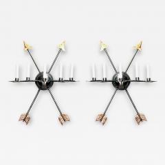 Pair of Italian Neoclassic Style Steel Crossed Arrow Wall Sconces - 4645252