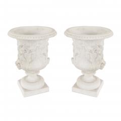 Pair of Italian Neoclassic Style White Porcelain Urns - 4733338