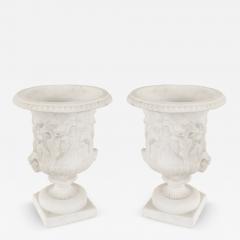 Pair of Italian Neoclassic Style White Porcelain Urns - 4733385