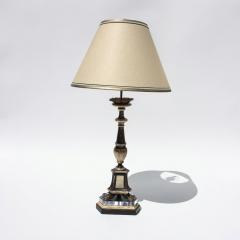 Pair of Italian Neoclassical Black and Silver Gilt Candlestick Lamps Circa 1820 - 4470018