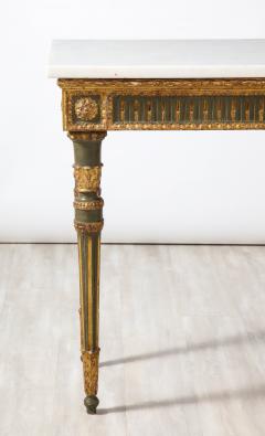 Pair of Italian Neoclassical Carved Painted and Gilded Console Tables - 2636083