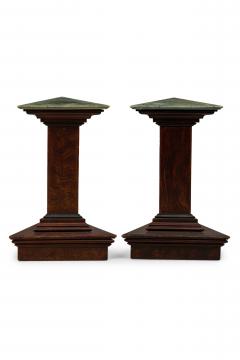 Pair of Italian Neoclassical Faux Bois and Faux Marble Painted Pedestals - 4170644