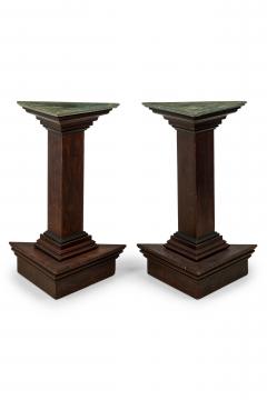 Pair of Italian Neoclassical Faux Bois and Faux Marble Painted Pedestals - 4170645