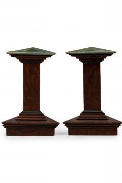 Pair of Italian Neoclassical Faux Bois and Faux Marble Painted Pedestals - 4170646