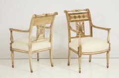 Pair of Italian Neoclassical Painted and Gilded Arm Chairs - 756526