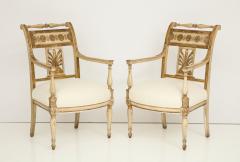Pair of Italian Neoclassical Painted and Gilded Arm Chairs - 756527