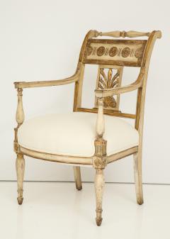 Pair of Italian Neoclassical Painted and Gilded Arm Chairs - 756529