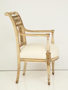 Pair of Italian Neoclassical Painted and Gilded Arm Chairs - 756532