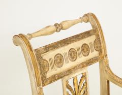 Pair of Italian Neoclassical Painted and Gilded Arm Chairs - 756536
