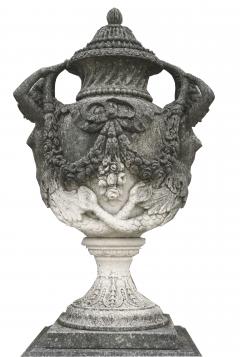 Pair of Italian Neoclassical Style Monumental Stone Garden Vases - 4118771