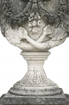 Pair of Italian Neoclassical Style Monumental Stone Garden Vases - 4118772