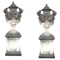 Pair of Italian Neoclassical Style Monumental Stone Garden Vases - 4552821