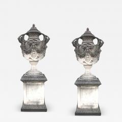 Pair of Italian Neoclassical Style Monumental Stone Garden Vases - 4552924