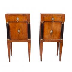 Pair of Italian Neoclassical Walnut and Ebonized Commodinis - 3786869