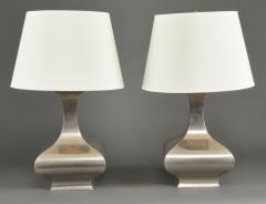 Pair of Italian Nickle Coated Bronze Lamps - 4001562