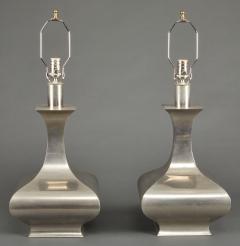 Pair of Italian Nickle Coated Bronze Lamps - 4001578