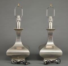 Pair of Italian Nickle Coated Bronze Lamps - 4001613