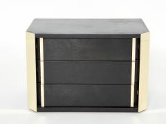 Pair of Italian Night Stands black tinted wood and brass 1970s - 1928787