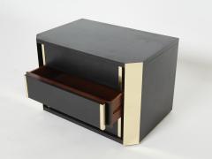 Pair of Italian Night Stands black tinted wood and brass 1970s - 1928788