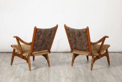 Pair of Italian Oak Armchairs with Rush Seats Italy circa 1940 - 3522433