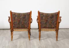 Pair of Italian Oak Armchairs with Rush Seats Italy circa 1940 - 3522434