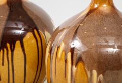 Pair of Italian Ochre Drip Glaze Lamps - 1690340