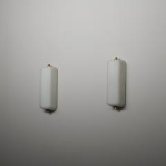 Pair of Italian Opaline Glass and Brass Wall Sconces 1950s - 4409511