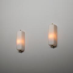 Pair of Italian Opaline Glass and Brass Wall Sconces 1950s - 4409516