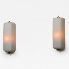 Pair of Italian Opaline Glass and Brass Wall Sconces 1950s - 4412770